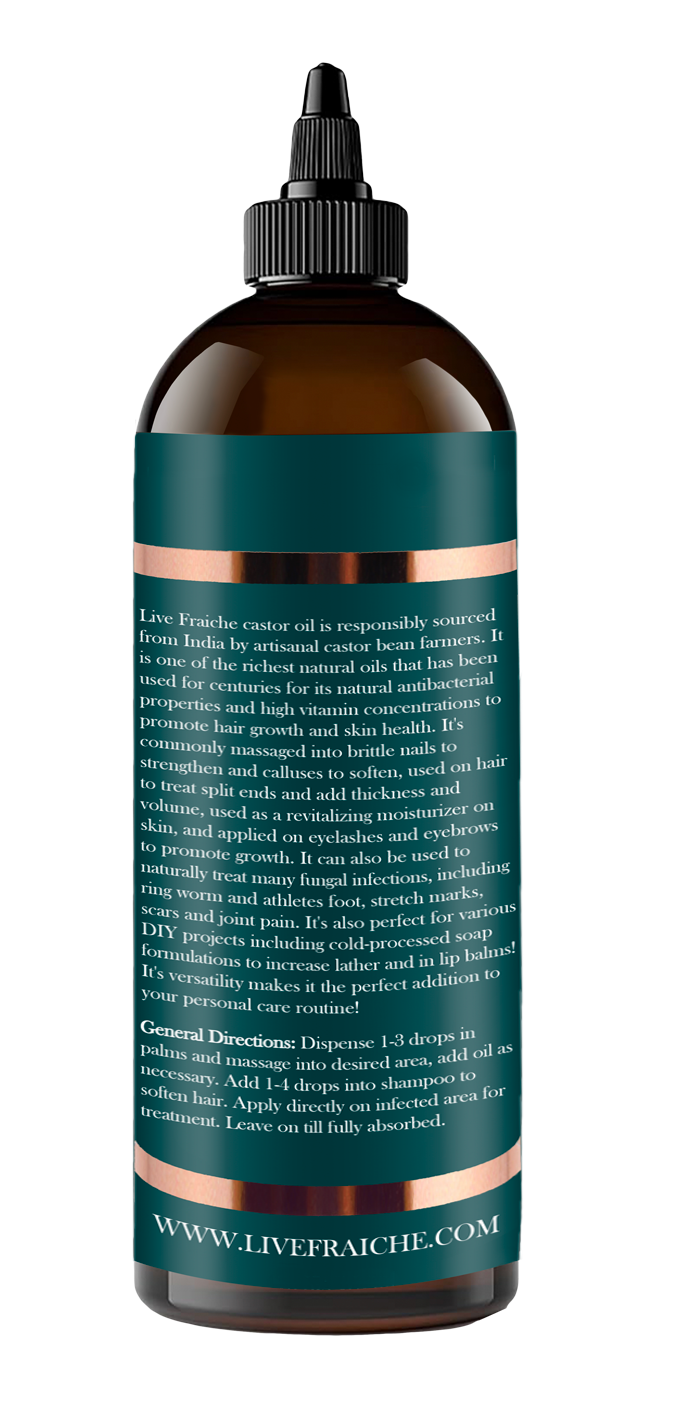 Organic Cold Pressed Castor Oil for Hair, Skin & Nails (16 oz)