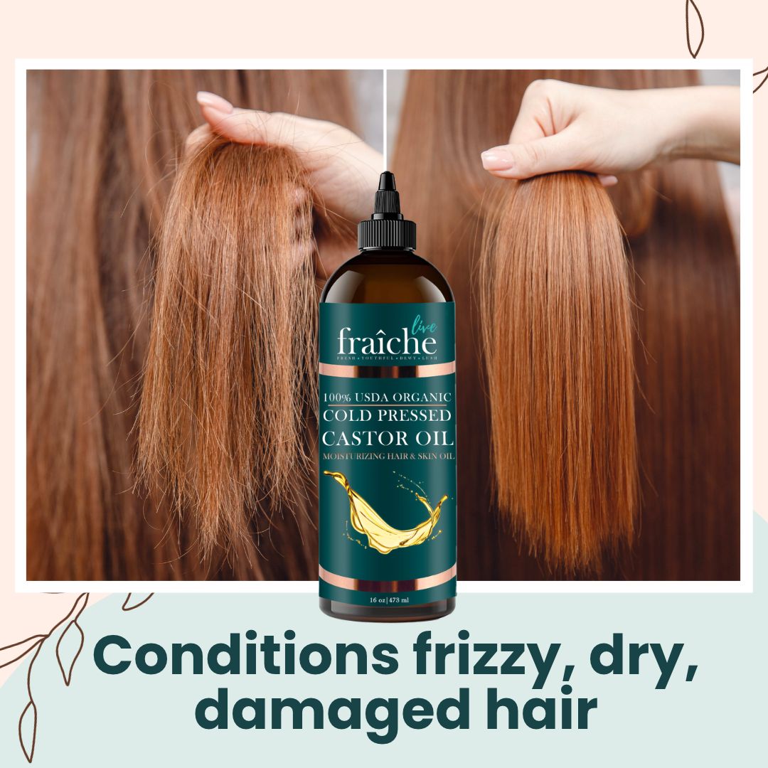 Organic Cold Pressed Castor Oil for Hair, Skin & Nails (16 oz)
