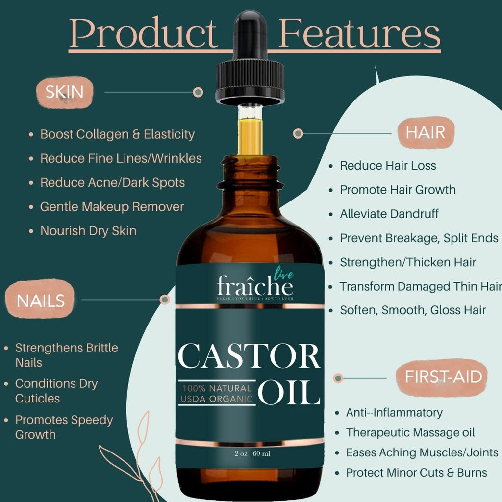 Castor Oil Combo Pack - Organic Eyelash and Eyebrow Growth Serum + 2oz Organic Castor Oil Bottle