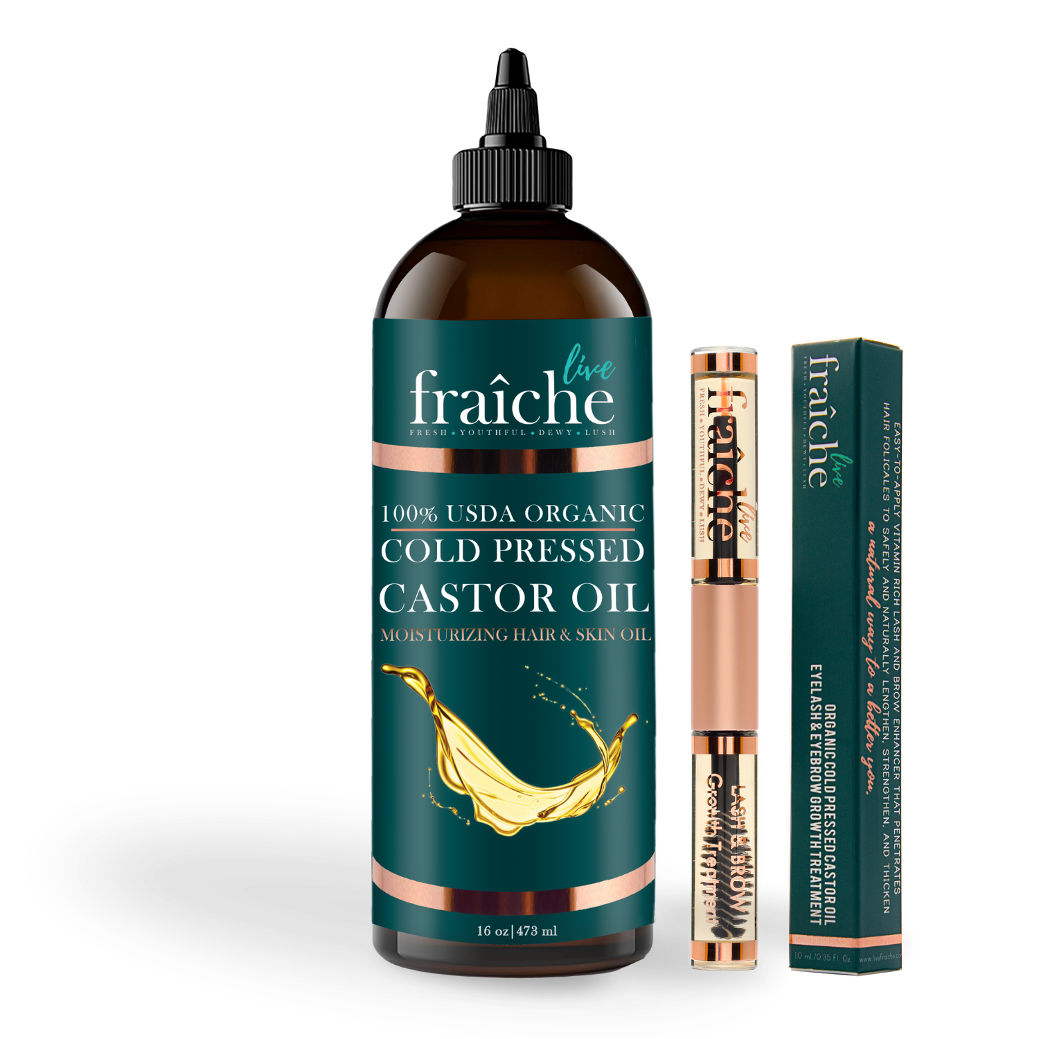 Organic Castor Oil Lash & Brow Serum + Bottle (2oz)