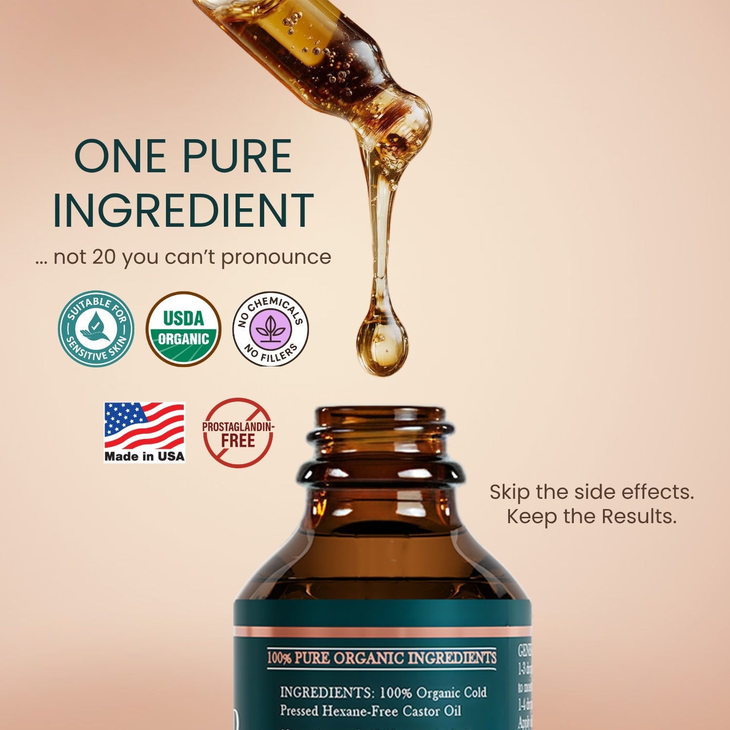 Organic Castor Oil Lash & Brow Serum + Bottle (2oz)