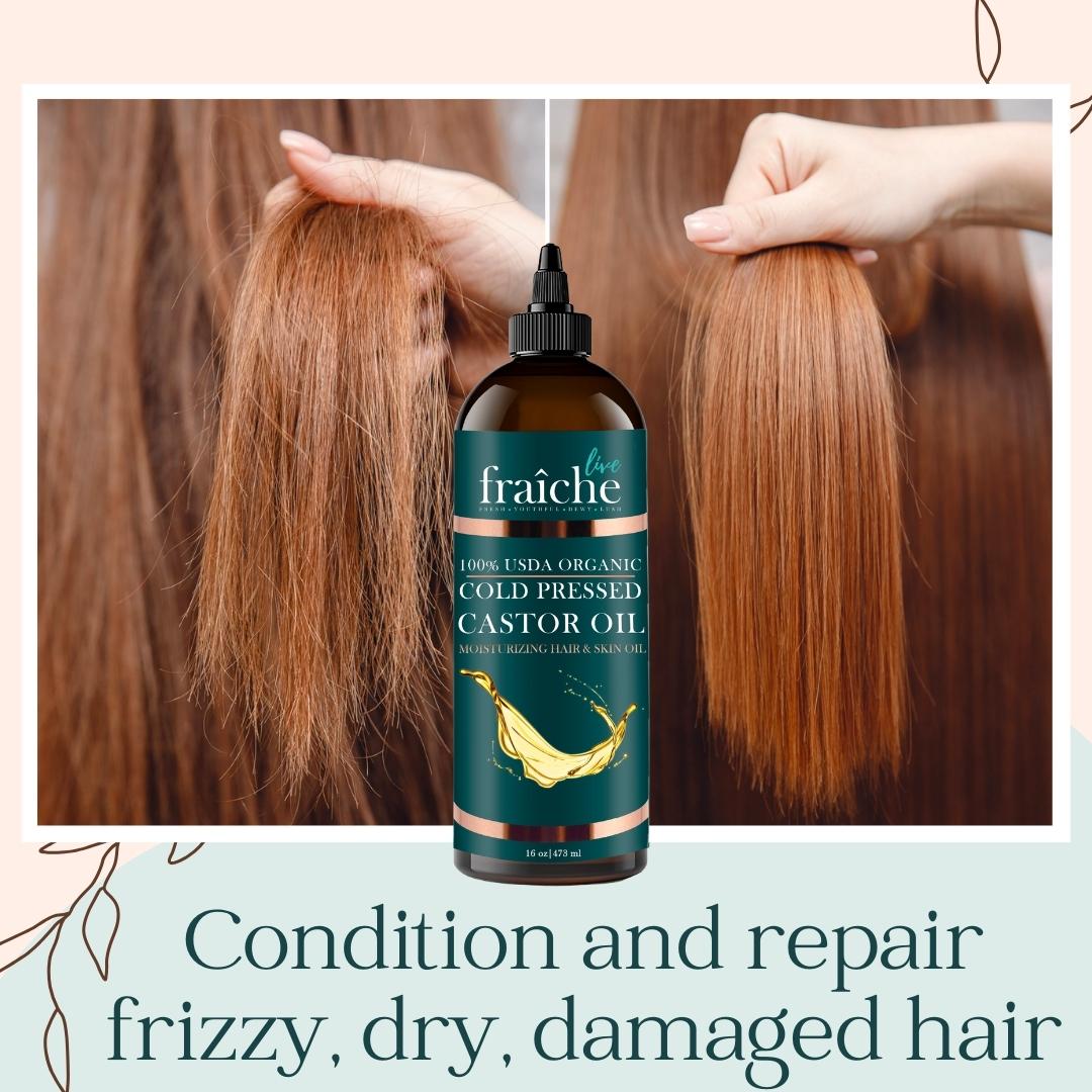 Organic Cold Pressed Castor Oil for Hair, Skin & Nails (16 oz)