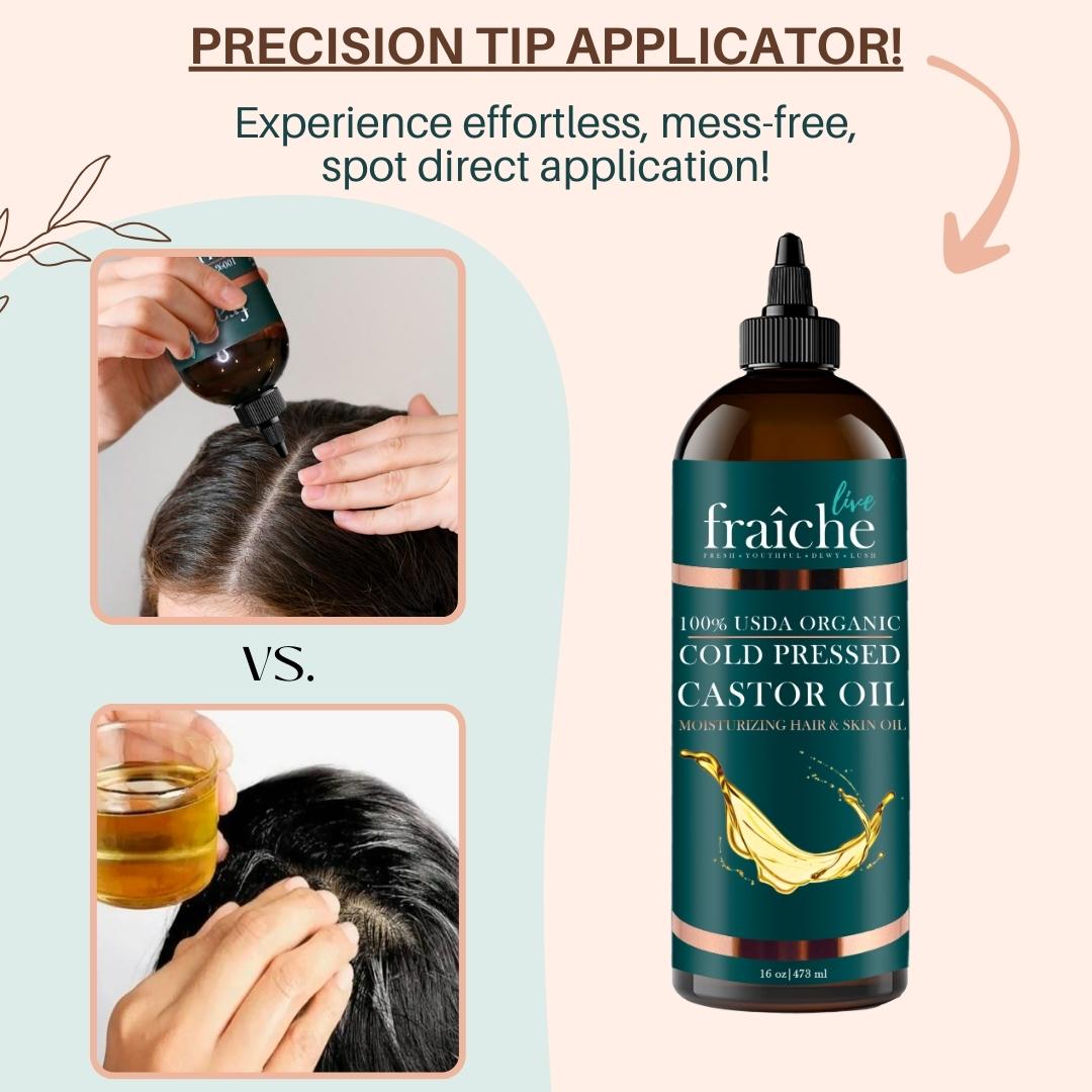 Organic Cold Pressed Castor Oil for Hair, Skin & Nails (16 oz)