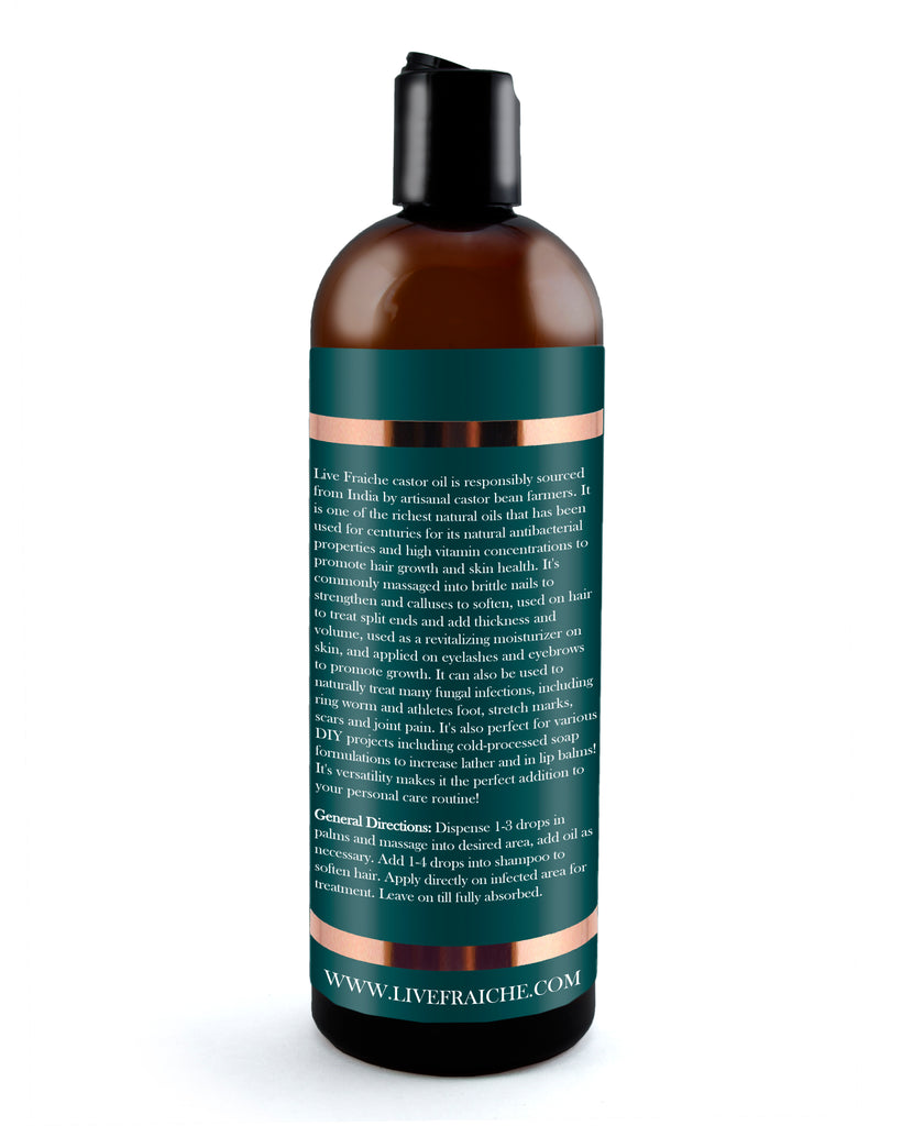 Organic Cold Pressed Castor Oil for Hair, Skin & Nails (16 oz)