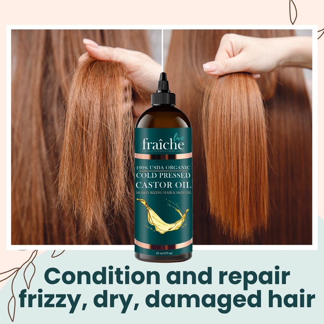 Organic Cold Pressed Castor Oil for Hair, Skin & Nails (16 oz)