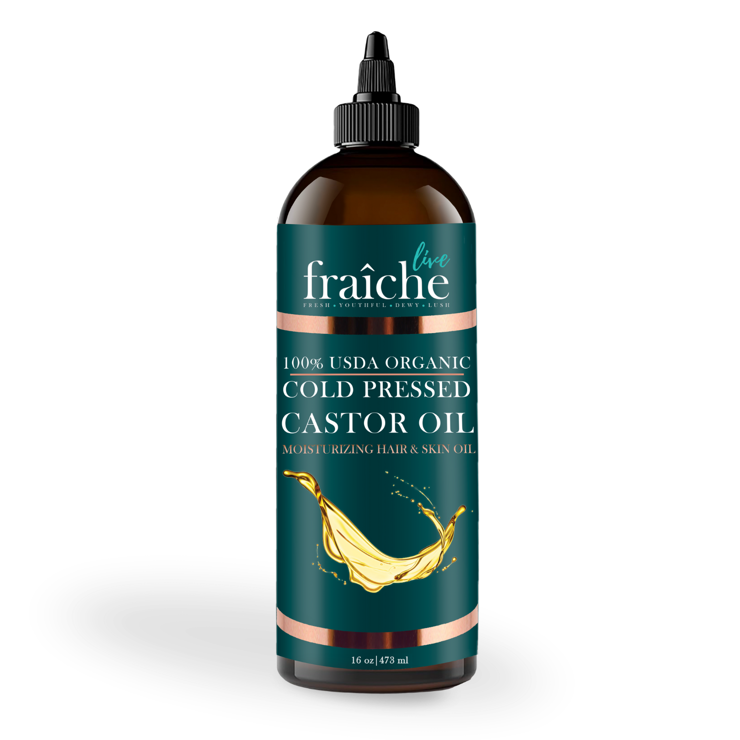 Organic Cold Pressed Castor Oil for Hair, Skin & Nails (16 oz)