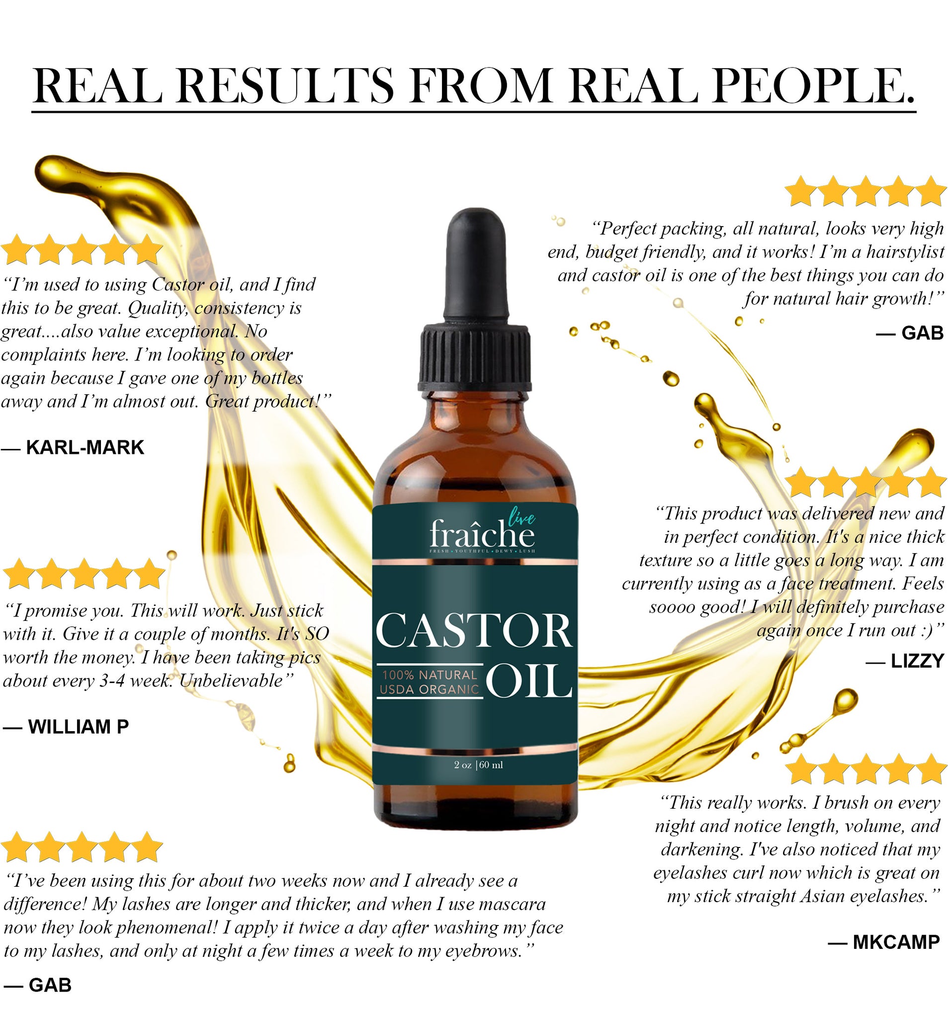 Organic Castor Oil for Hair Skin and Nails (2oz) | Live Fraiche