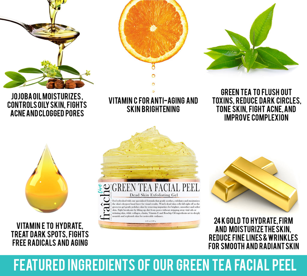 24k Gold Green Tea Facial Peel (Dead Skin Exfoliator & Skin Brightening)